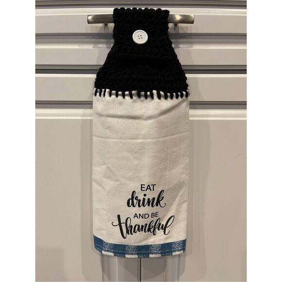 handmade Other - Crochet Top Kitchen Towel- Eat Drink And Be Thankful